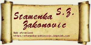 Stamenka Zakonović vizit kartica